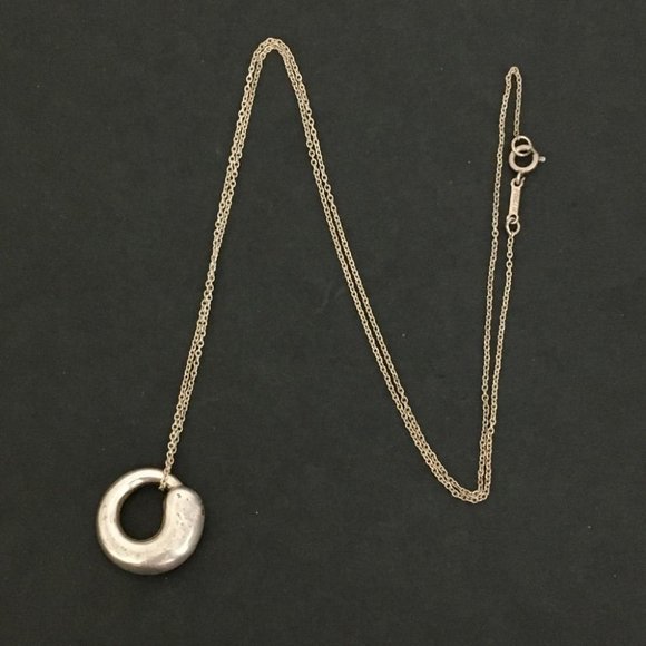 TIFFANY&CO. Silver 925 Elsa Peretti Eternal Circle Pendant Necklace /1E4201